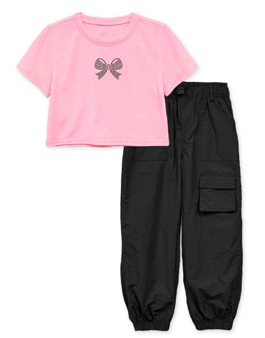Girl's 2 pc Top & Pant Set w/ Bow Rhines