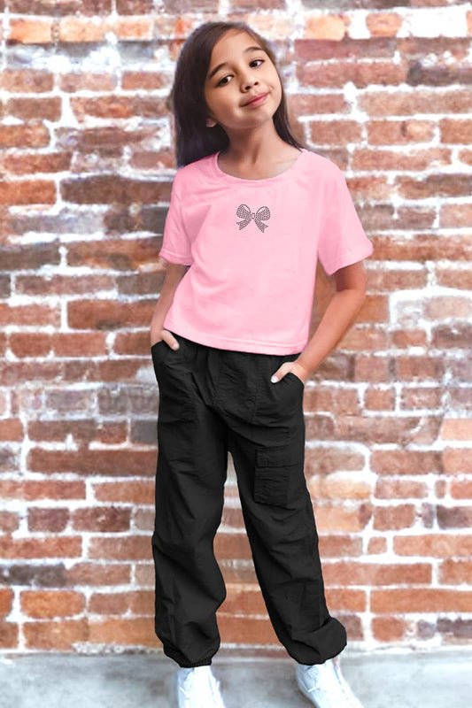 Girl's 2 pc Top & Pant Set w/ Bow Rhines